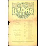 Nine pre-war Ilford FC home programmes,