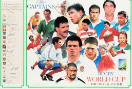 An autographed print commemorating the national captains at the 1991 Rugby World Cup,