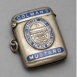 A Colman's Mustard vesta case commemorating the victory of Manchester United in 1909 F.A.