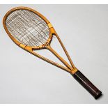 A Hazells Red Star Streamline racquet circa mid-1930s,
with patent triple branch design,