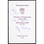A Westminster Abbey Order for a Service of Thanksgiving for the Life of Bobby Moore,