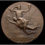 A 1900 Paris Exhibition Universelle Internationale medal, round, in bronze, designed by J.C.