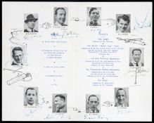 A fully-signed 1947 British Ryder Cup Team dinner menu,
held at the Dorchester Hotel, London,