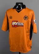 A jersey from Denis Irwin's final season as a player: a gold Wolverhampton Wanderers No.