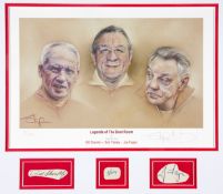 An autographed Liverpool FC "Legends of the Boot Room" display,