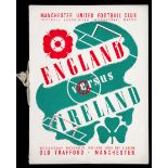 England v Ireland international programme played at Old Trafford, Manchester, 16th November 1938,