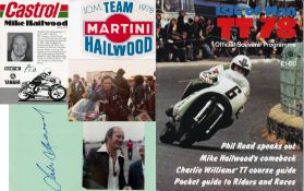 Mike Hailwood TT memorabilia 1967-1981,
the small collection comprising a signed 5x3½in.