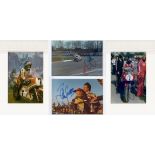 Four Barry Sheene signed original colour photos with negatives,
the four 5x3½in.