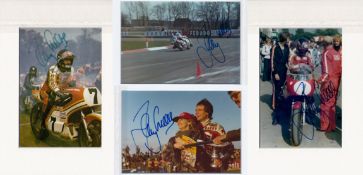 Four Barry Sheene signed original colour photos with negatives,
the four 5x3½in.