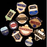 A group of eleven gilt-metal & enamel Football Association Steward's badges,