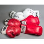 A group of six boxing gloves signed by British & Irish champions,