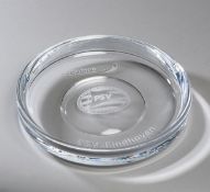 A glass bowl presented by PSV Eindhoven on the occasion of the Vodafone Cup at Old Trafford in 2004,