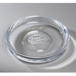 A glass bowl presented by PSV Eindhoven on the occasion of the Vodafone Cup at Old Trafford in 2004,