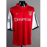 Dennis Bergkamp: a signed red & white Arsenal No.