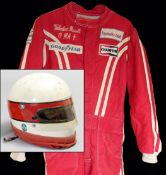 Valentino Musetti 1970s raceworn Bell helmet and Formula 1 racesuit,