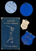 Two Open Golf Championship competitor's badges for 1929 and 1935,