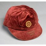 A rose England amateur international football cap v France in  1951,
inscribed FRANCE,