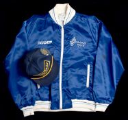 Murray Walker's BBC TV 'Grand Prix' silk jacket and Goodyear 300 Formula I Victories cap,