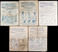 Five Chelsea home programmes dating between 1919 and 1929,
Oldham Athletic 26.12.19 & 11.2.