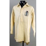 Fred Kean: a white England international shirt worn in the match v Belgium at Highbury 19th March