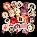 A collection of 23 football supporter's rosettes for showpiece games at Wembley Stadium 1960s and