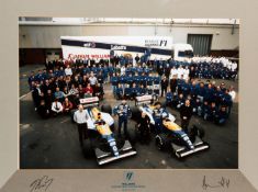 1993 driver-signed Official Williams-Renault F1 team Didcot workforce photo,