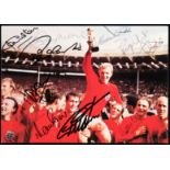 A fully-signed colour picture of the England 1966 World Cup winning team,
6 by 8 1/4in.