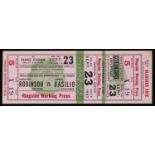 A boxing ticket for the Sugar Ray Robinson v Carmen Basilio World Heavyweight Championship fight at