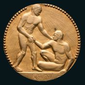 A Paris 1924 Olympic Games gold first place winner's prize medal,
goldplated silver,