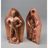 A late 19th century German copper chocolate mould modelled as a footballer,