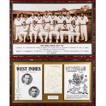 A West Indies 1957 cricket team autographed display,