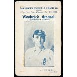 Southampton v Woolwich Arsenal programme 21st November 1900,
friendly fixture,