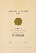 A Rome 1960 Olympic Games diploma presented by the Organising Committee to an official interpreter,