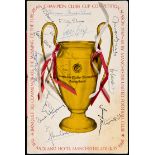 An autographed Manchester United 1968 European Cup Final celebration banquet menu,