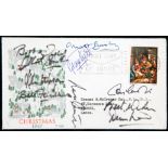 A Christmas 1967 postal cover signed by the Manchester United team,
including Matt Busby,