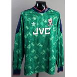 David Seaman: a green Arsenal goalkeeping jersey season 1991-92,
long-sleeved,