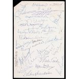 A Hendon Hall Hotel dinner menu 1st April 1968 signed by the England team selected to play Spain on