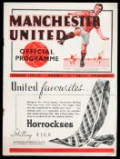 Manchester United v Burnley programme 18th April 1938