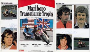 Joey Dunlop and Freddie Spencer signed 1981 Transatlantc Trophy Challenge programme,