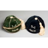 Two Scottish junior international football caps awarded in 1953-54 and 1954-55 to Alex Scott later