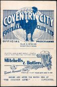 Coventry City v Manchester United programme 30th August 1937