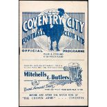 Coventry City v Manchester United programme 30th August 1937