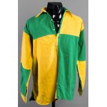 A canary & green quartered Norwich City shirt 1940s,
unnumbered,