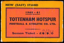 A Tottenham Hotspur season ticket book for the 1960-61 double winning season