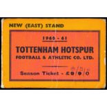 A Tottenham Hotspur season ticket book for the 1960-61 double winning season