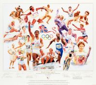 An autographed British Olympic Legends print published by the BOA in celebration of the centenary