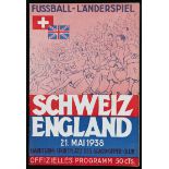 Switzerland v England international programme played at the Grasshopper-Club, Zurich, 21st May 1938,