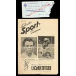 A programme and ticket for the Werder Bremen v Manchester City match 13th May 1956,