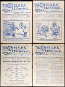 Nine Chelsea home programmes season 1913-14,
Football League v Bradford City, Burnley, Derby,