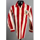 The red & white striped Sheffield United shirt worn by Jack Pickering in the F.A.